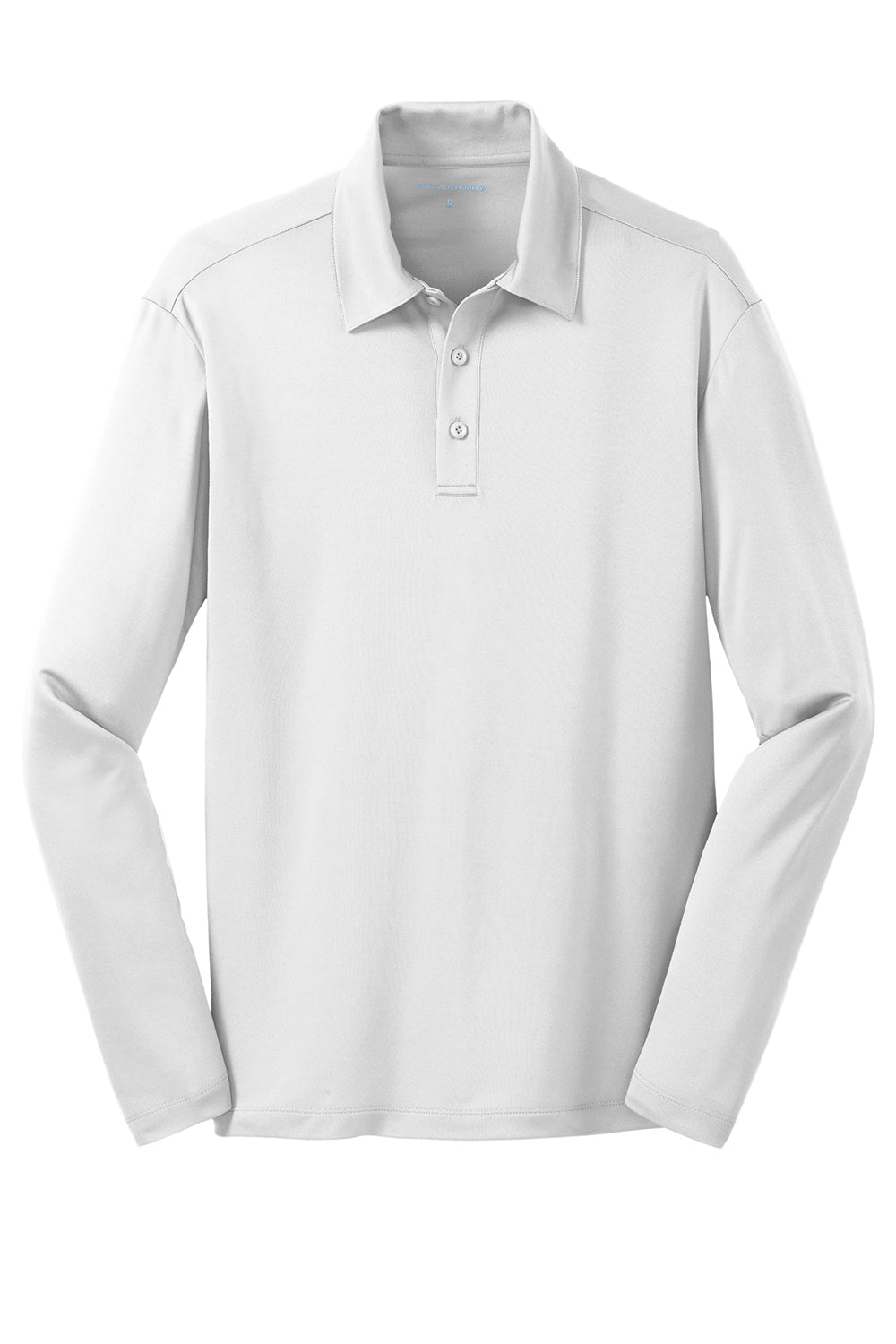 Port Authority K540LS Mens Silk Touch Performance Moisture Wicking Long Sleeve Polo Shirt White Flat Front