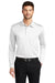 Port Authority K540LS Mens Silk Touch Performance Moisture Wicking Long Sleeve Polo Shirt White Model Front