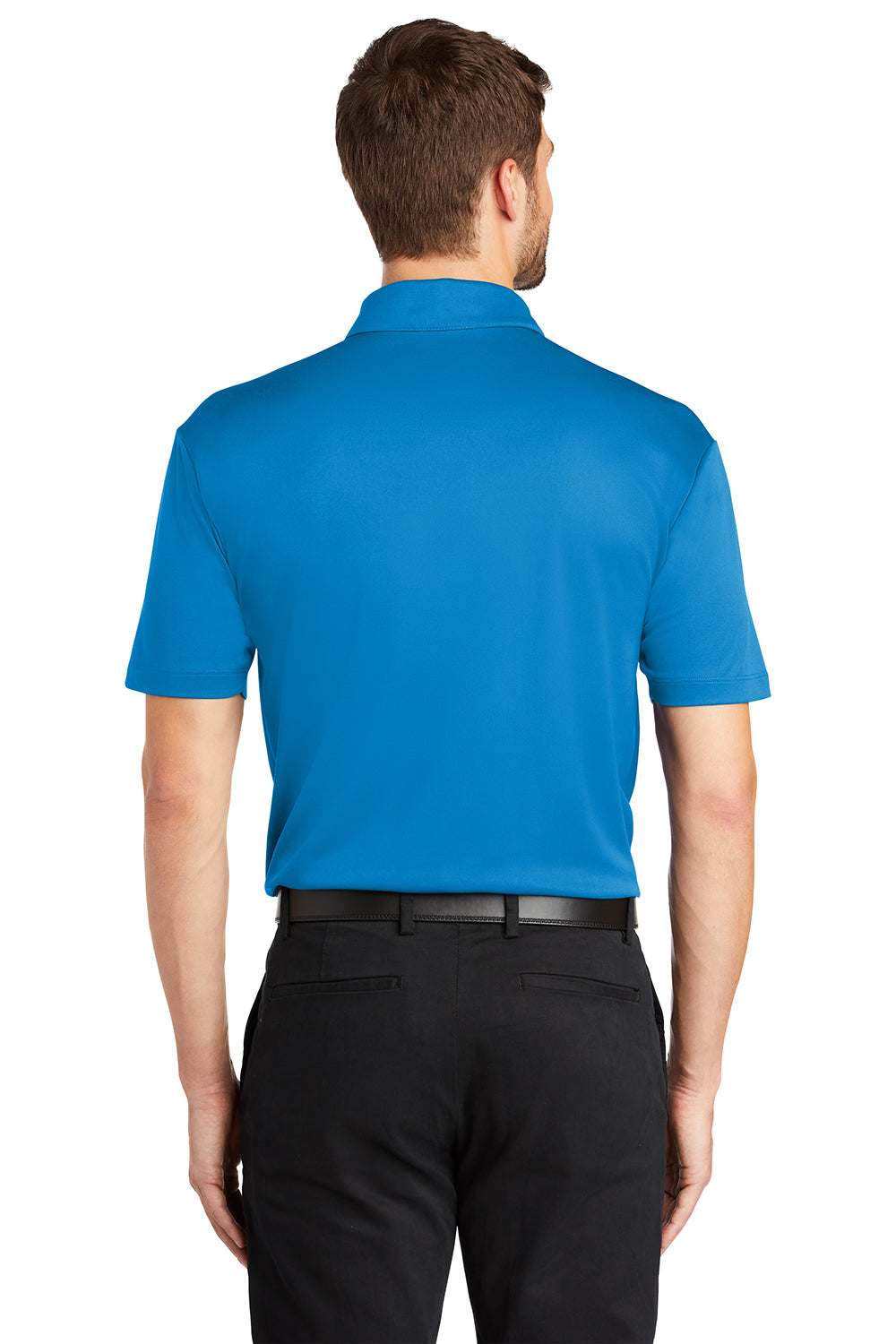 Port Authority K540P Mens Silk Touch Performance Moisture Wicking Short Sleeve Polo Shirt w/ Pocket Brilliant Blue Model Back