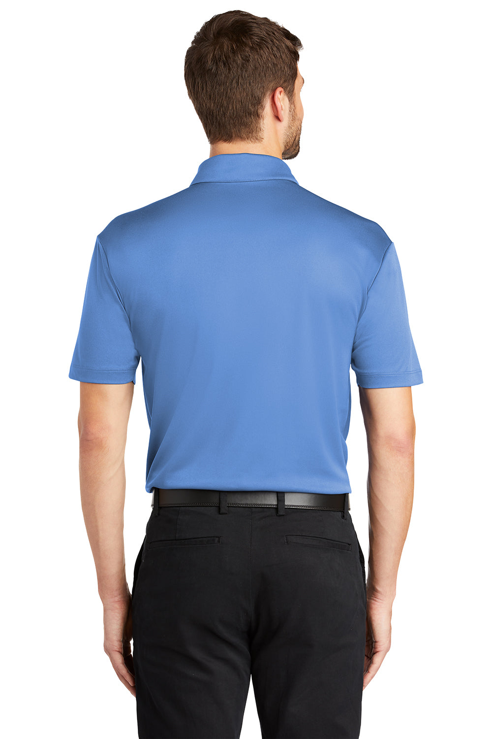 Port Authority K540P Mens Silk Touch Performance Moisture Wicking Short Sleeve Polo Shirt w/ Pocket Carolina Blue Model Back