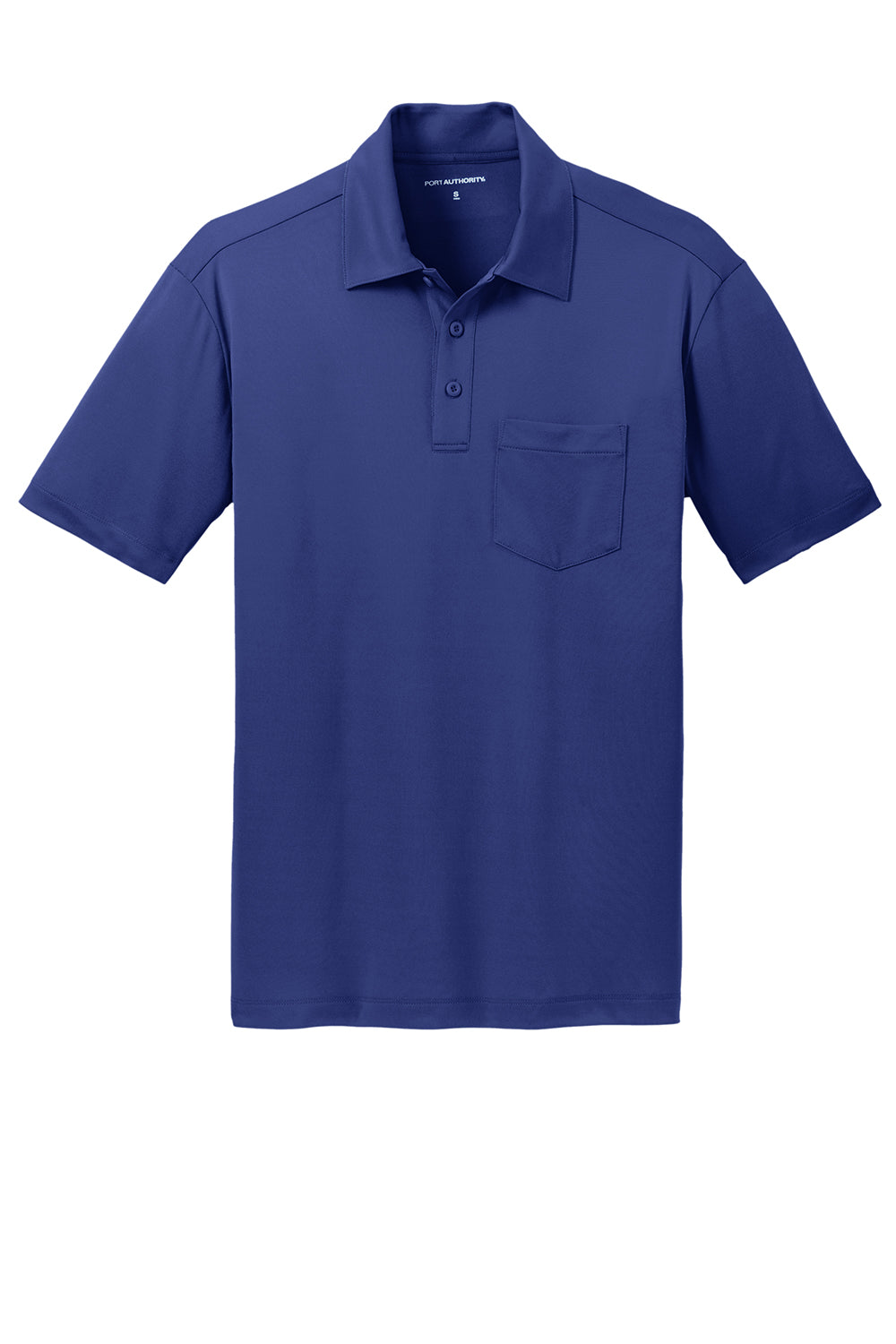 Port Authority K540P Mens Silk Touch Performance Moisture Wicking Short Sleeve Polo Shirt w/ Pocket Royal Blue Flat Front