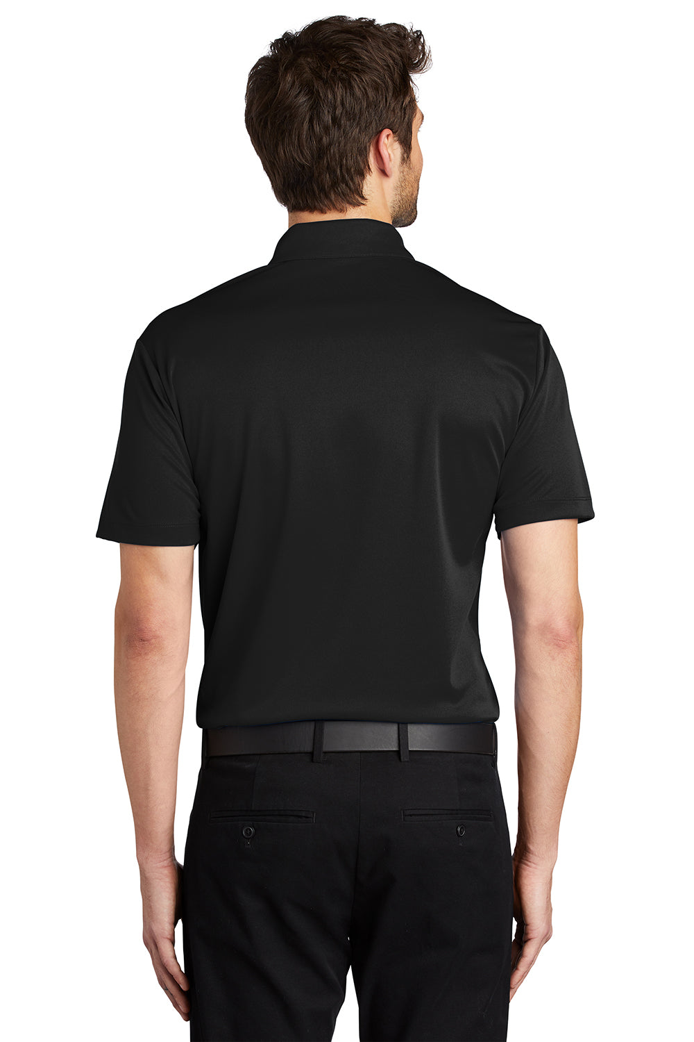 Port Authority K540/TLK540 Mens Silk Touch Performance Moisture Wicking Short Sleeve Polo Shirt Black Model Back