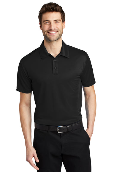 Port Authority K540/TLK540 Mens Silk Touch Performance Moisture Wicking Short Sleeve Polo Shirt Black Model Front