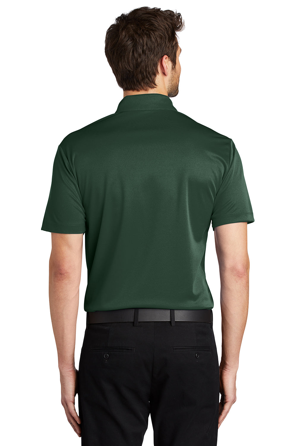 Port Authority K540/TLK540 Mens Silk Touch Performance Moisture Wicking Short Sleeve Polo Shirt Dark Green Model Back