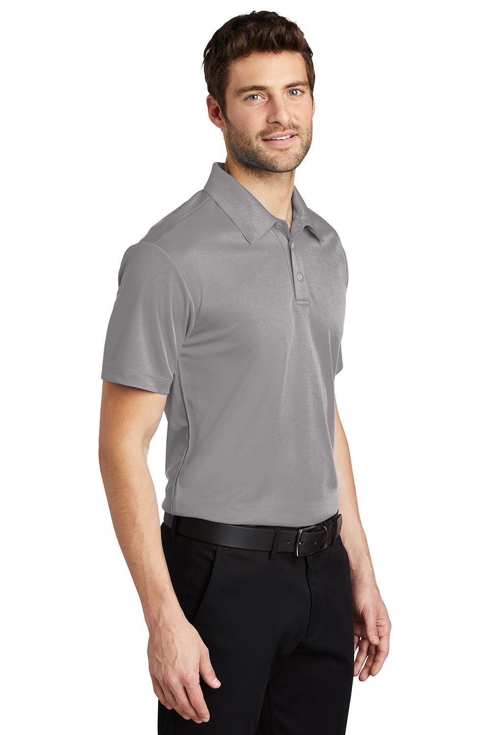 Port Authority K540/TLK540 Mens Silk Touch Performance Moisture Wicking Short Sleeve Polo Shirt Gusty Grey Model 3q