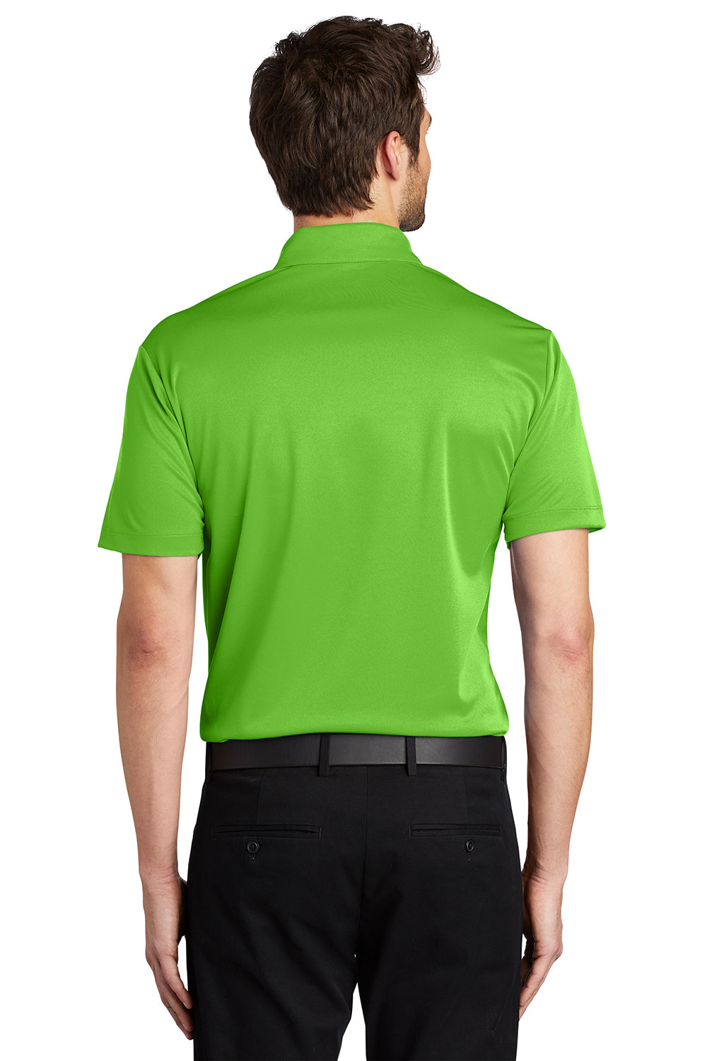 Port Authority K540/TLK540 Mens Silk Touch Performance Moisture Wicking Short Sleeve Polo Shirt Lime Green Model Back