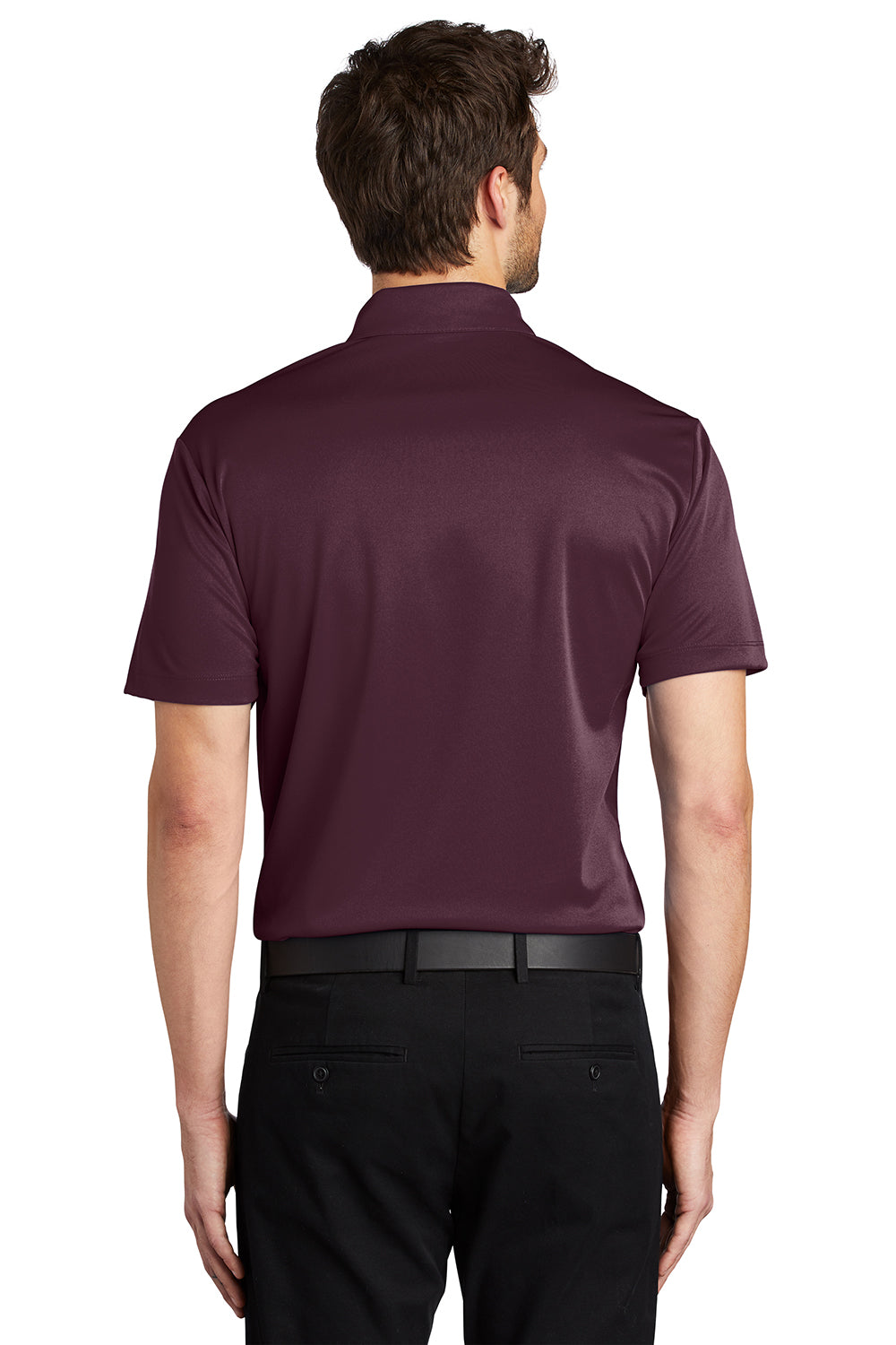 Port Authority K540/TLK540 Mens Silk Touch Performance Moisture Wicking Short Sleeve Polo Shirt Maroon Model Back