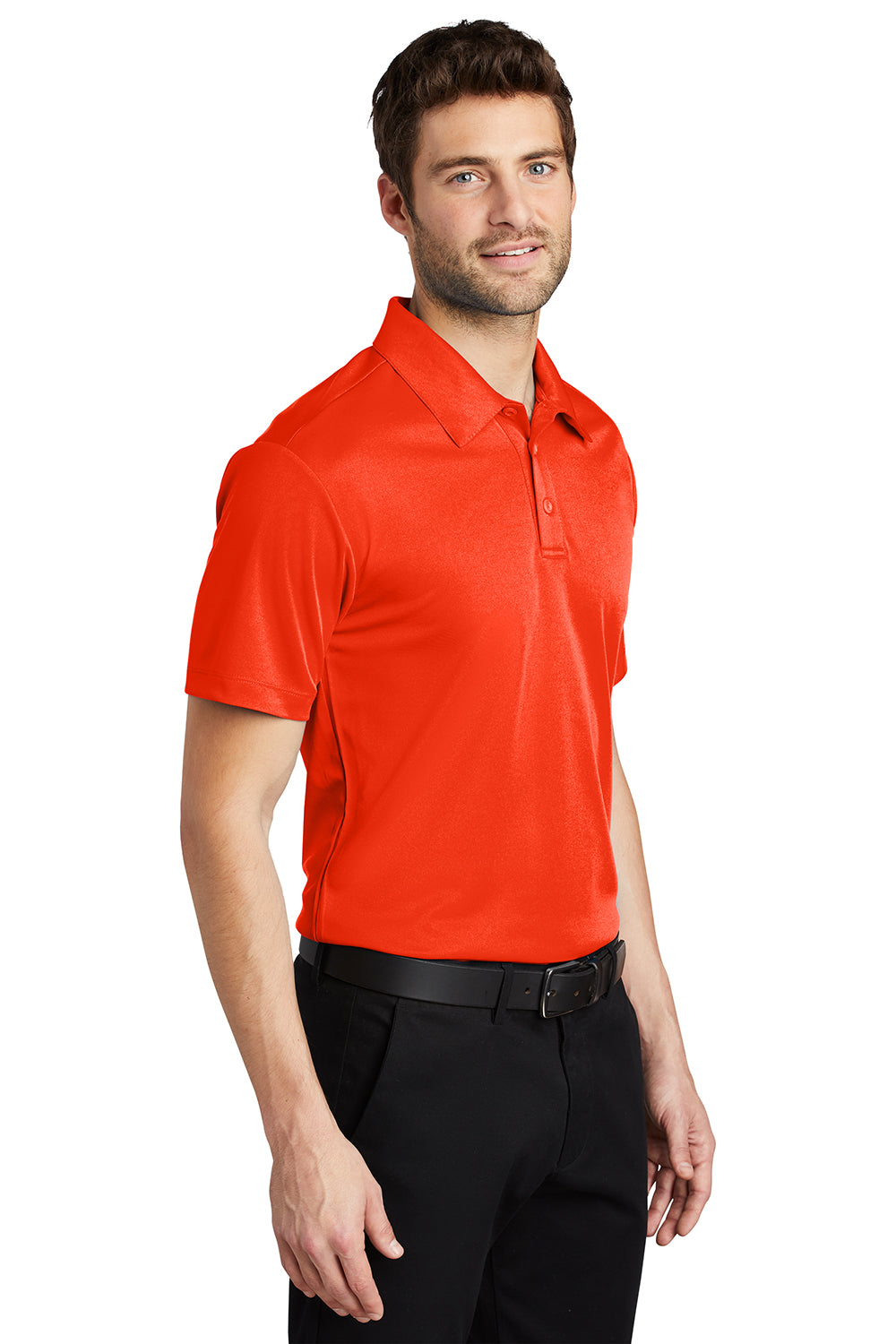 Port Authority K540/TLK540 Mens Silk Touch Performance Moisture Wicking Short Sleeve Polo Shirt Neon Orange Model 3q