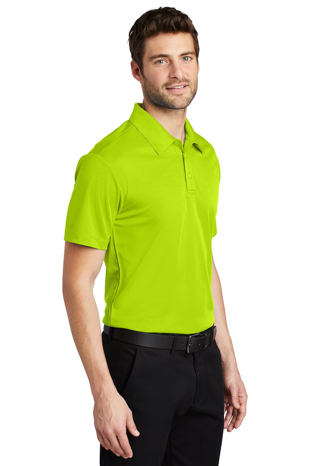 Port Authority K540/TLK540 Mens Silk Touch Performance Moisture Wicking Short Sleeve Polo Shirt Neon Yellow Model 3q