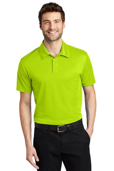 Port Authority K540/TLK540 Mens Silk Touch Performance Moisture Wicking Short Sleeve Polo Shirt Neon Yellow Model Front