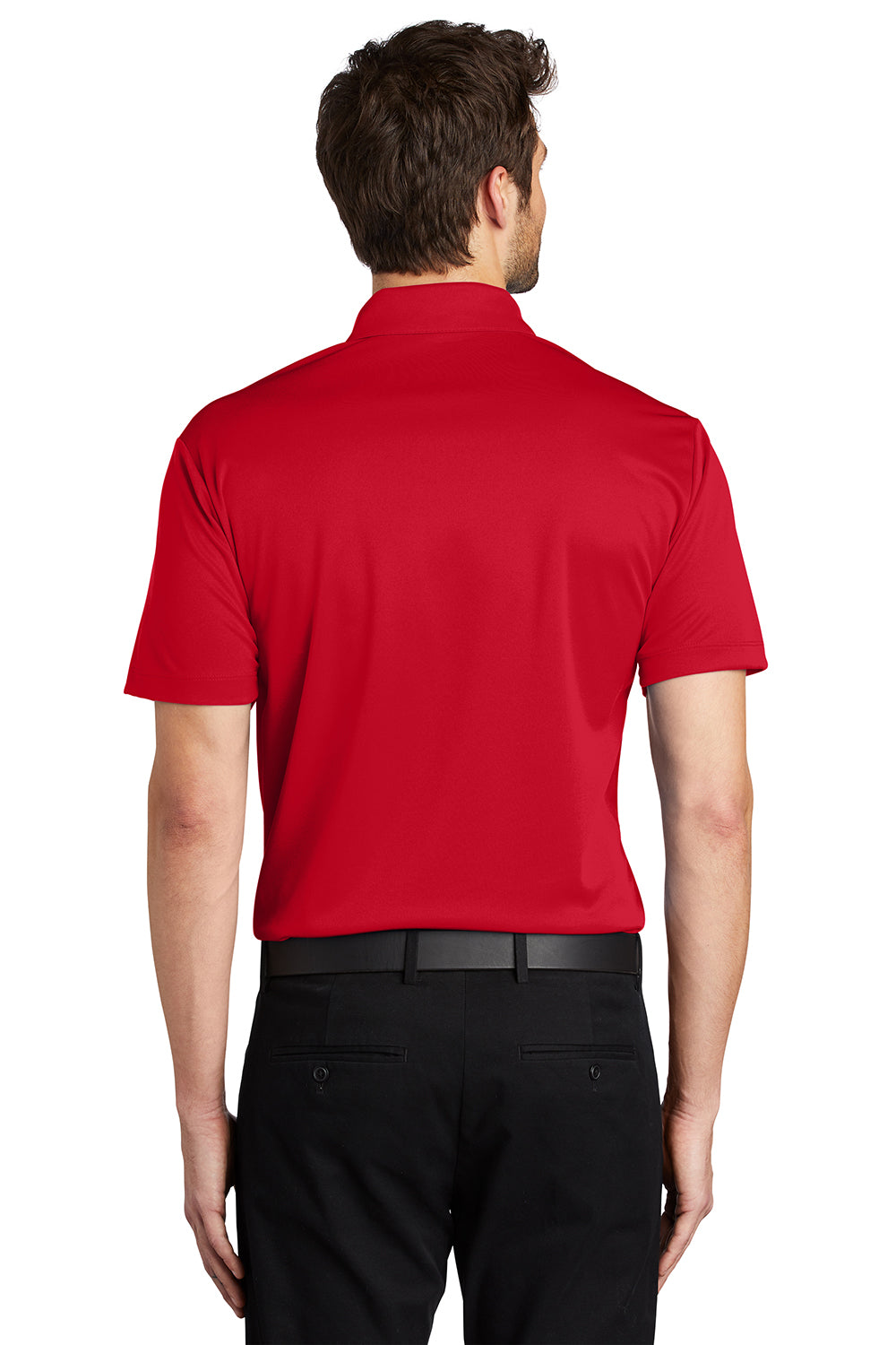 Port Authority K540/TLK540 Mens Silk Touch Performance Moisture Wicking Short Sleeve Polo Shirt Red Model Back