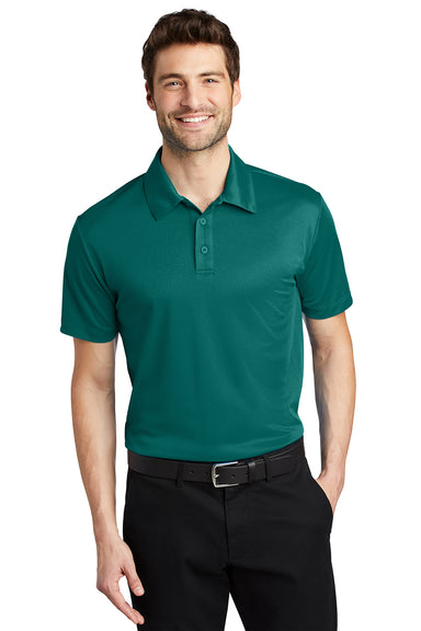 Port Authority K540/TLK540 Mens Silk Touch Performance Moisture Wicking Short Sleeve Polo Shirt Teal Green Model Front