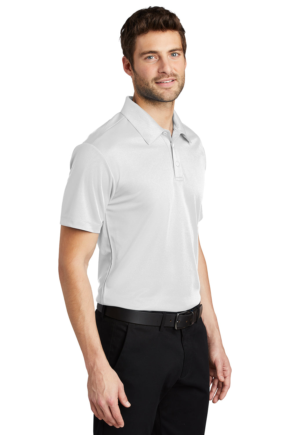 Port Authority K540/TLK540 Mens Silk Touch Performance Moisture Wicking Short Sleeve Polo Shirt White Model 3q