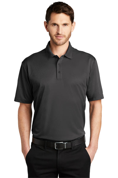 Port Authority K542 Mens Silk Touch Performance Moisture Wicking Short Sleeve Polo Shirt Heather Black Model Front