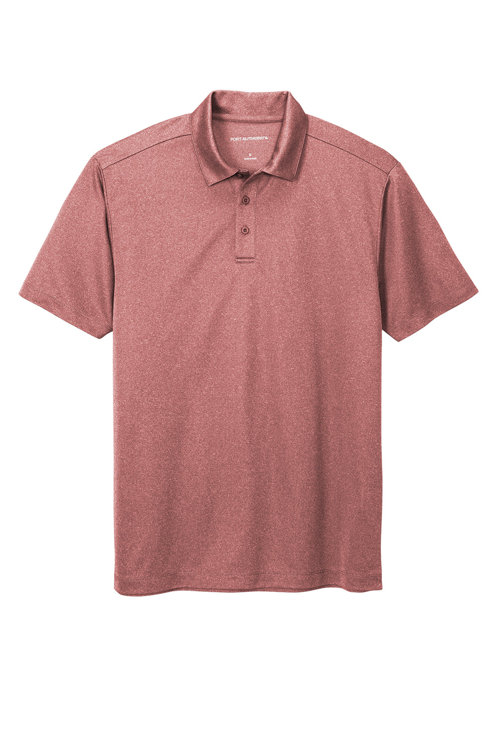 Port Authority K542 Mens Silk Touch Performance Moisture Wicking Short Sleeve Polo Shirt Heather Garnet Red Flat Front