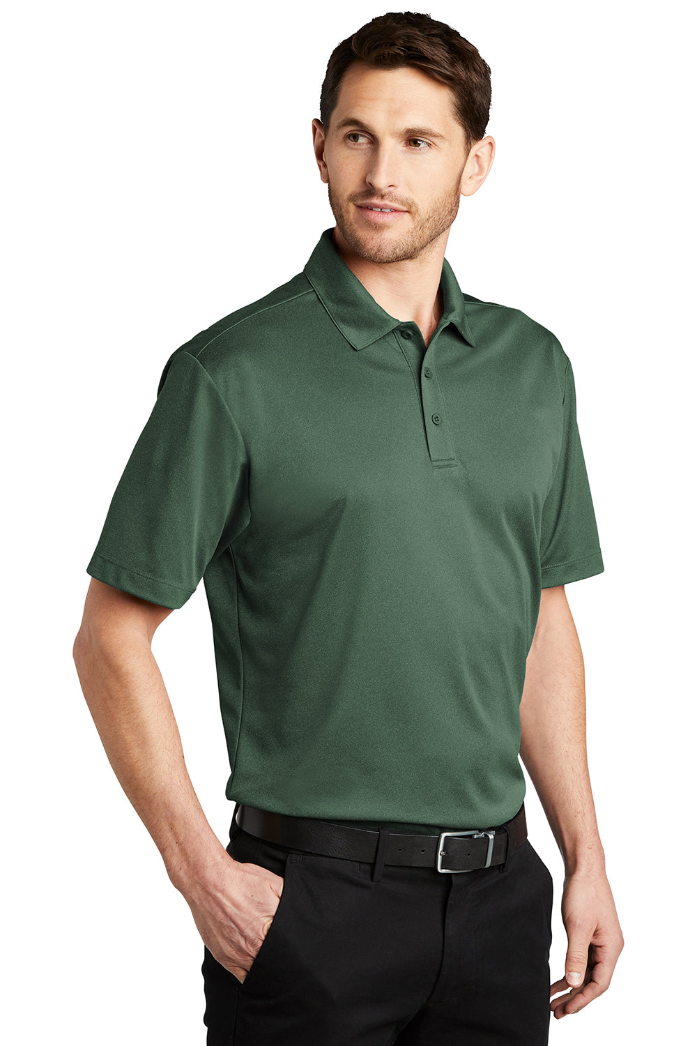 Port Authority K542 Mens Silk Touch Performance Moisture Wicking Short Sleeve Polo Shirt Heather Green Glen Model 3q