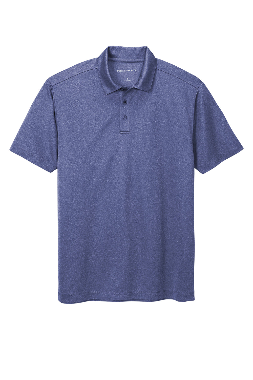 Port Authority K542 Mens Silk Touch Performance Moisture Wicking Short Sleeve Polo Shirt Heather Royal Blue Flat Front