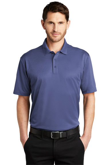 Port Authority K542 Mens Silk Touch Performance Moisture Wicking Short Sleeve Polo Shirt Heather Royal Blue Model Front