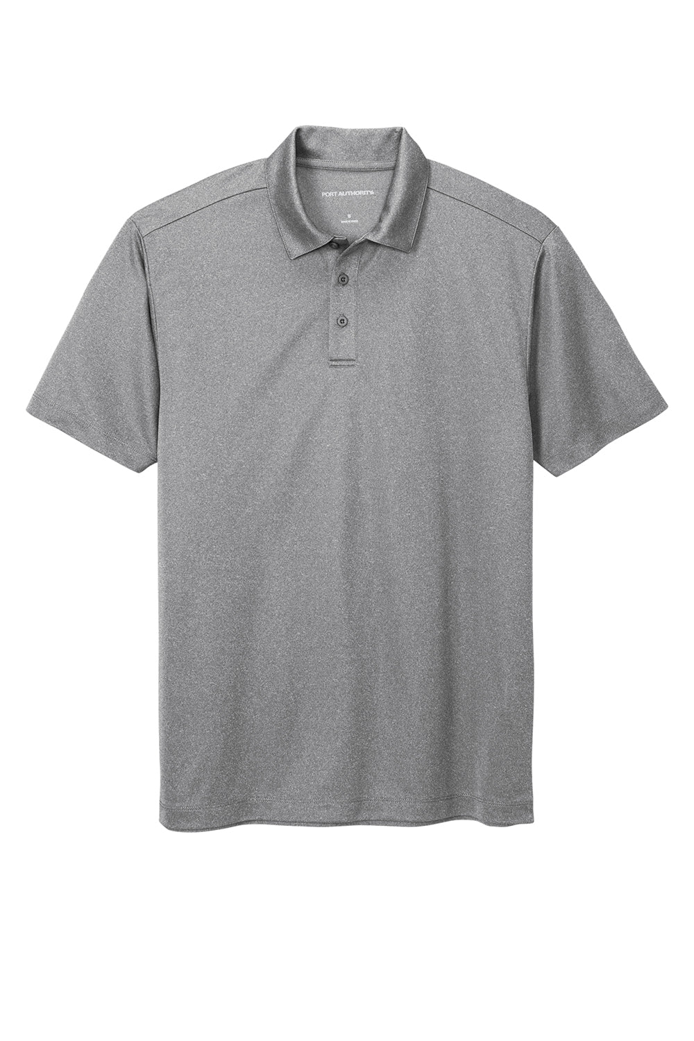 Port Authority K542 Mens Silk Touch Performance Moisture Wicking Short Sleeve Polo Shirt Heather Shadow Grey Flat Front