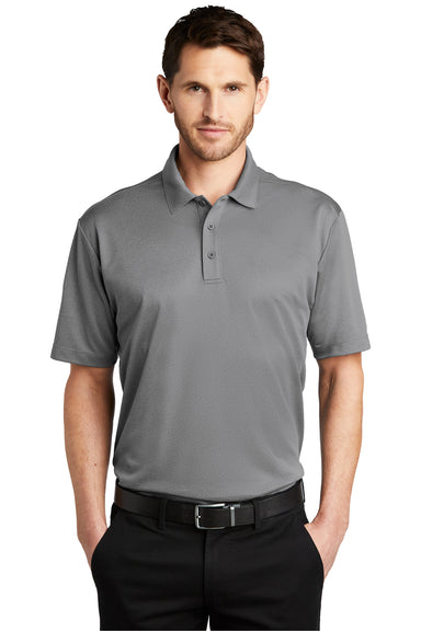 Port Authority K542 Mens Silk Touch Performance Moisture Wicking Short Sleeve Polo Shirt Heather Shadow Grey Model Front