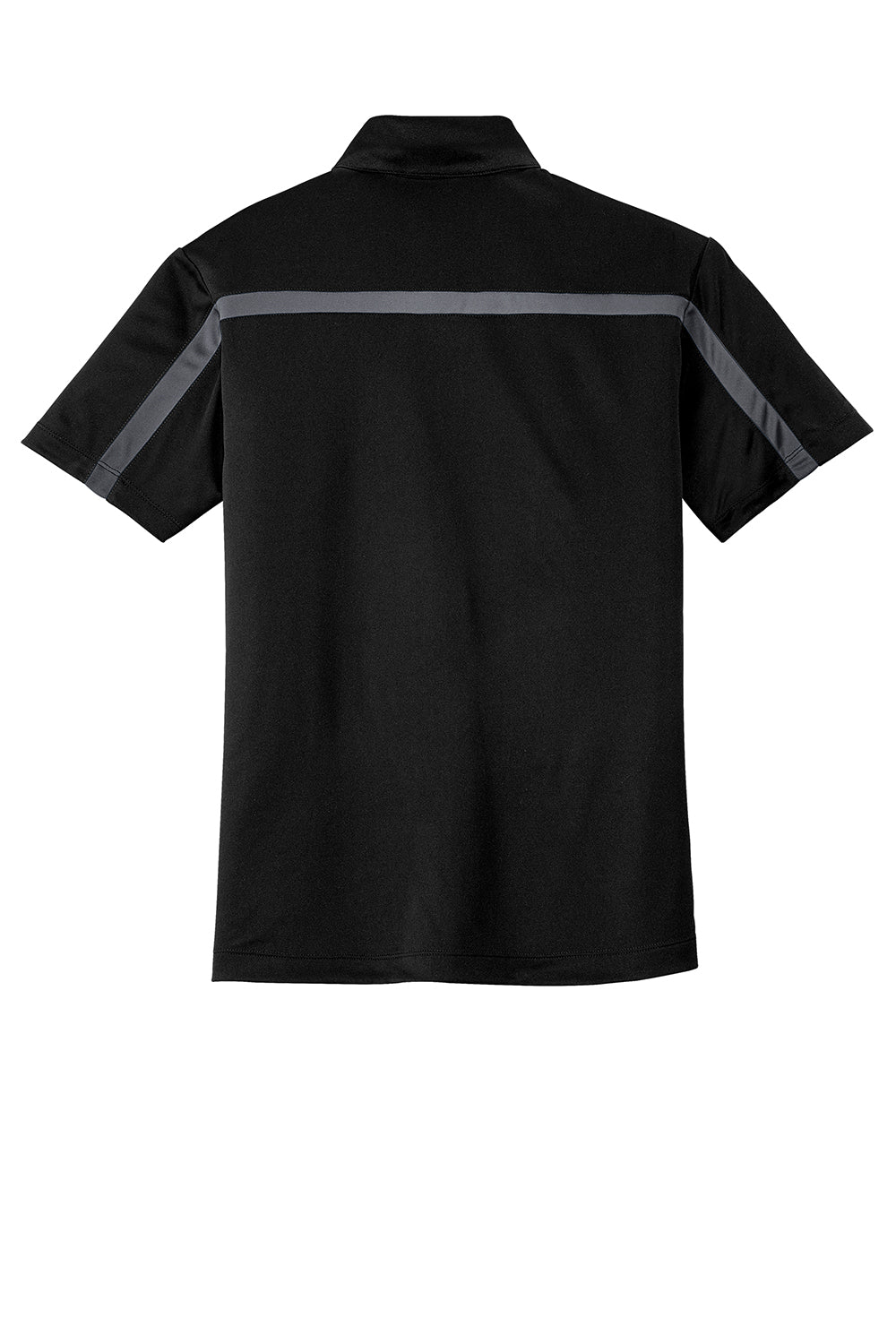 Port Authority K547 Mens Silk Touch Performance Moisture Wicking Short Sleeve Polo Shirt Black/Steel Grey Flat Back