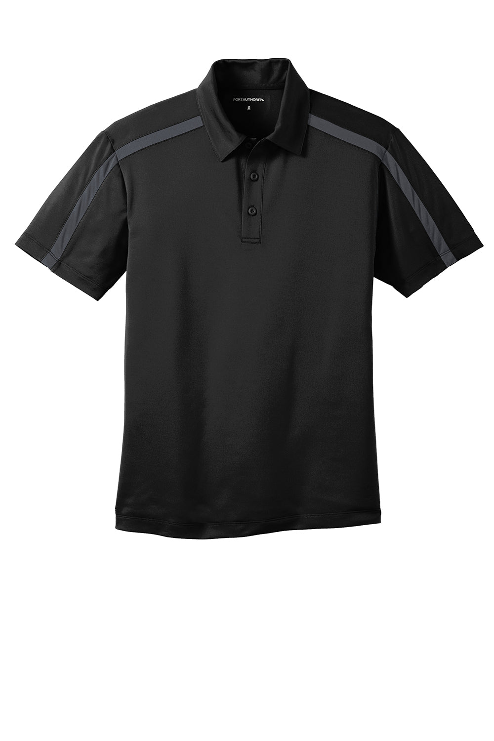 Port Authority K547 Mens Silk Touch Performance Moisture Wicking Short Sleeve Polo Shirt Black/Steel Grey Flat Front