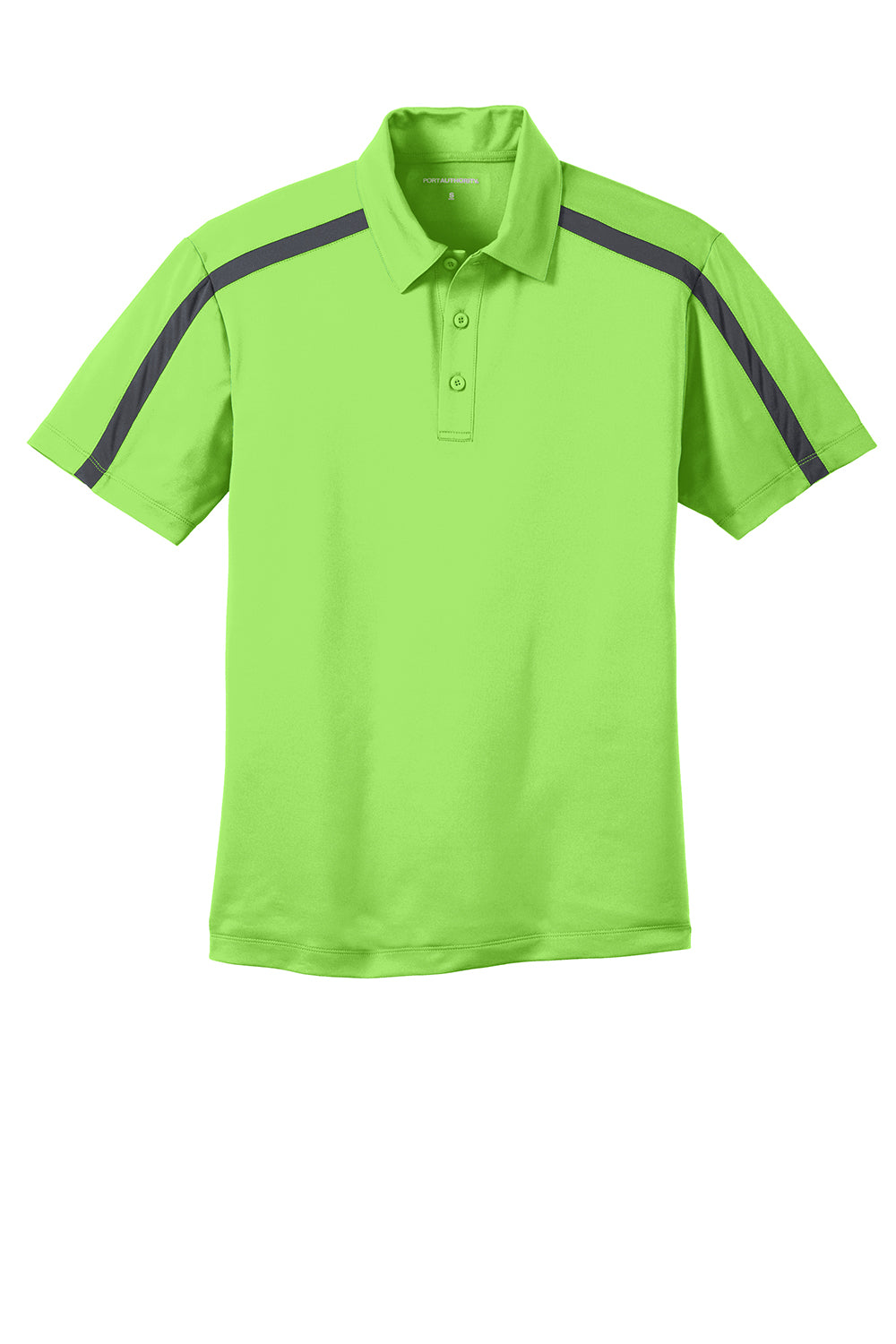 Port Authority K547 Mens Silk Touch Performance Moisture Wicking Short Sleeve Polo Shirt Lime Green/Steel Grey Flat Front