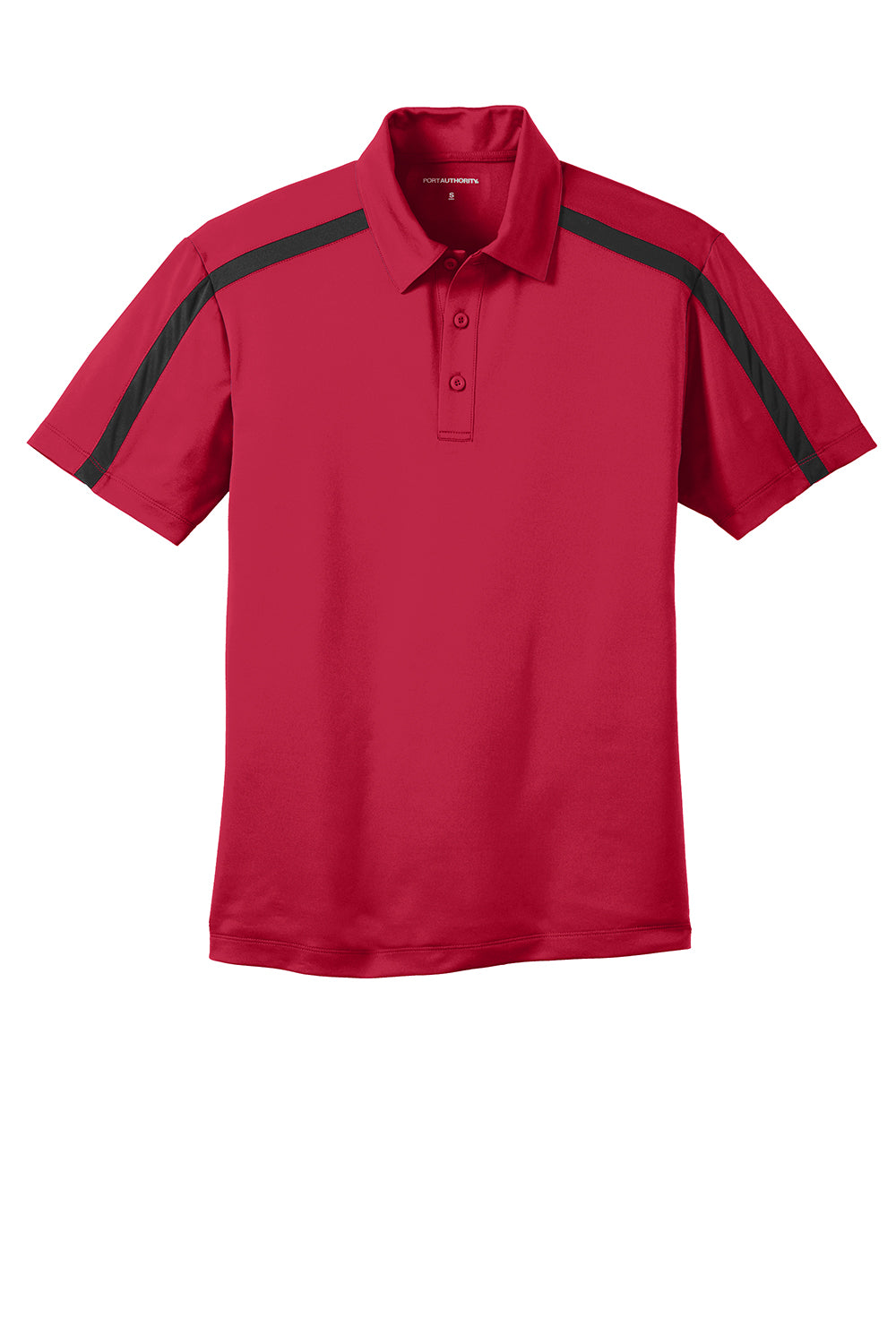 Port Authority K547 Mens Silk Touch Performance Moisture Wicking Short Sleeve Polo Shirt Red/Black Flat Front