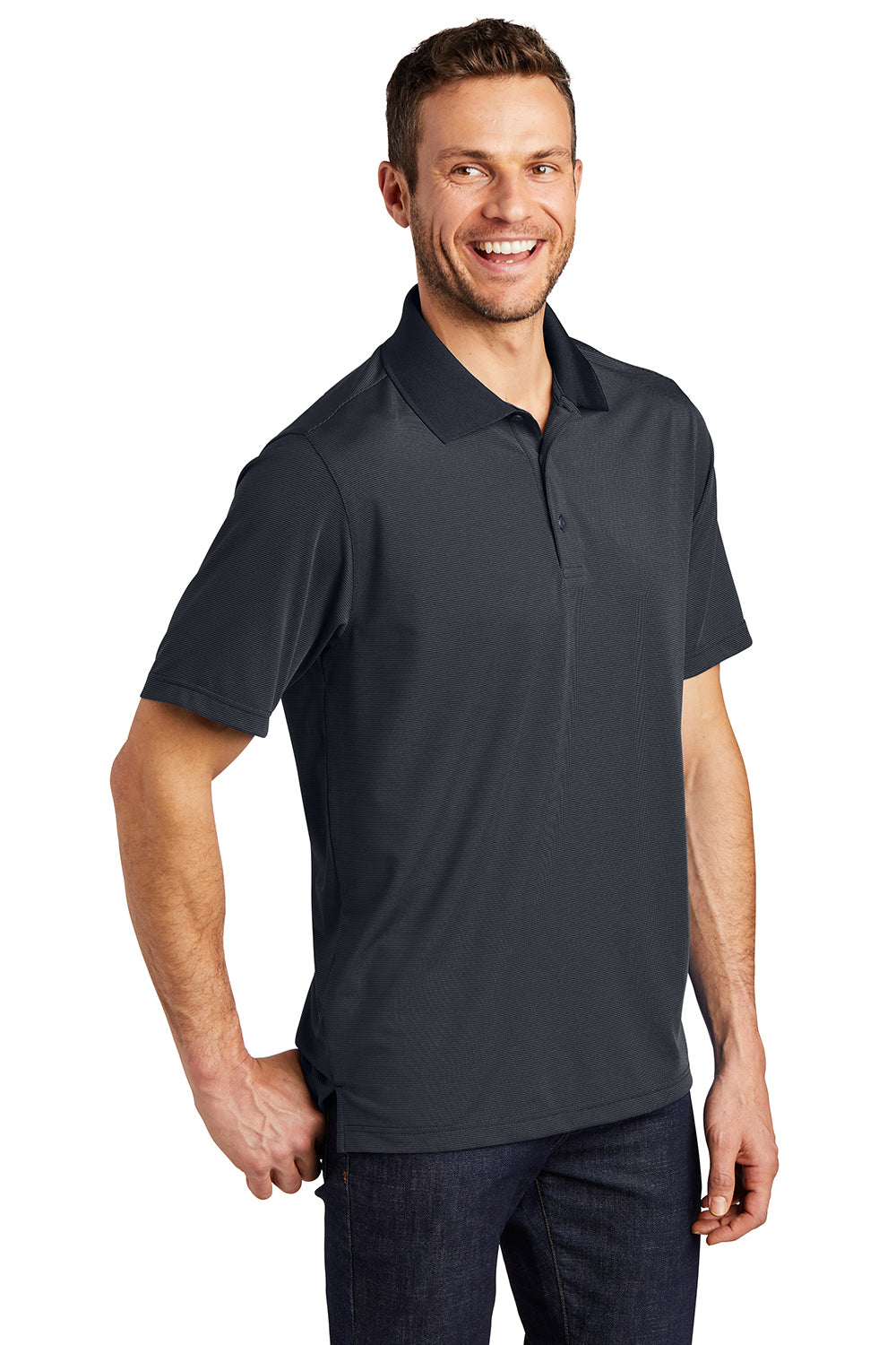 Port Authority K558 Mens Performance Moisture Wicking Short Sleeve Polo Shirt Graphite Grey/Black Model 3q