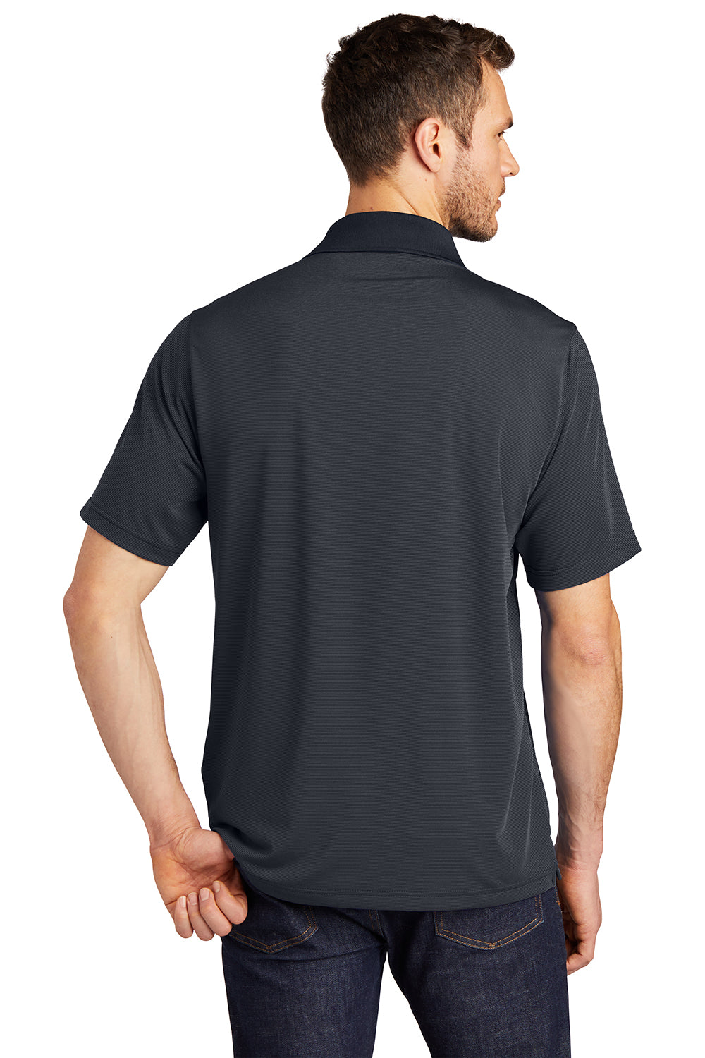 Port Authority K558 Mens Performance Moisture Wicking Short Sleeve Polo Shirt Graphite Grey/Black Model Back