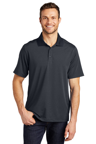 Port Authority K558 Mens Performance Moisture Wicking Short Sleeve Polo Shirt Graphite Grey/Black Model Front