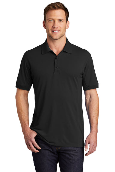 Port Authority K567 Mens 5-1 Performance Moisture Wicking Short Sleeve Polo Shirt Black Model Front