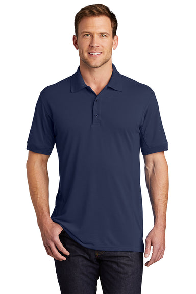 Port Authority K567 Mens 5-1 Performance Moisture Wicking Short Sleeve Polo Shirt True Navy Blue Model Front