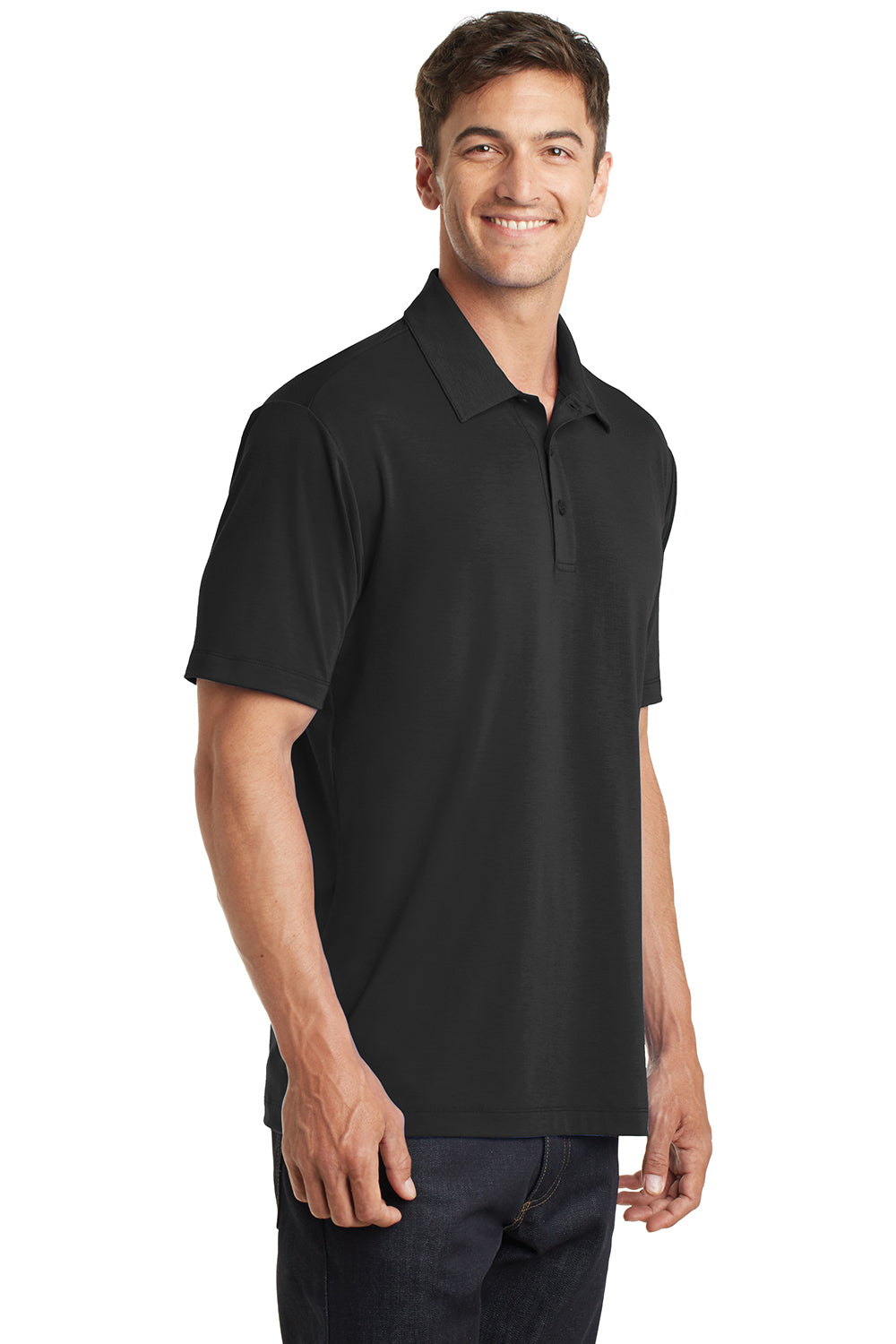 Port Authority K568 Mens Cotton Touch Performance Moisture Wicking Short Sleeve Polo Shirt Black Model 3q