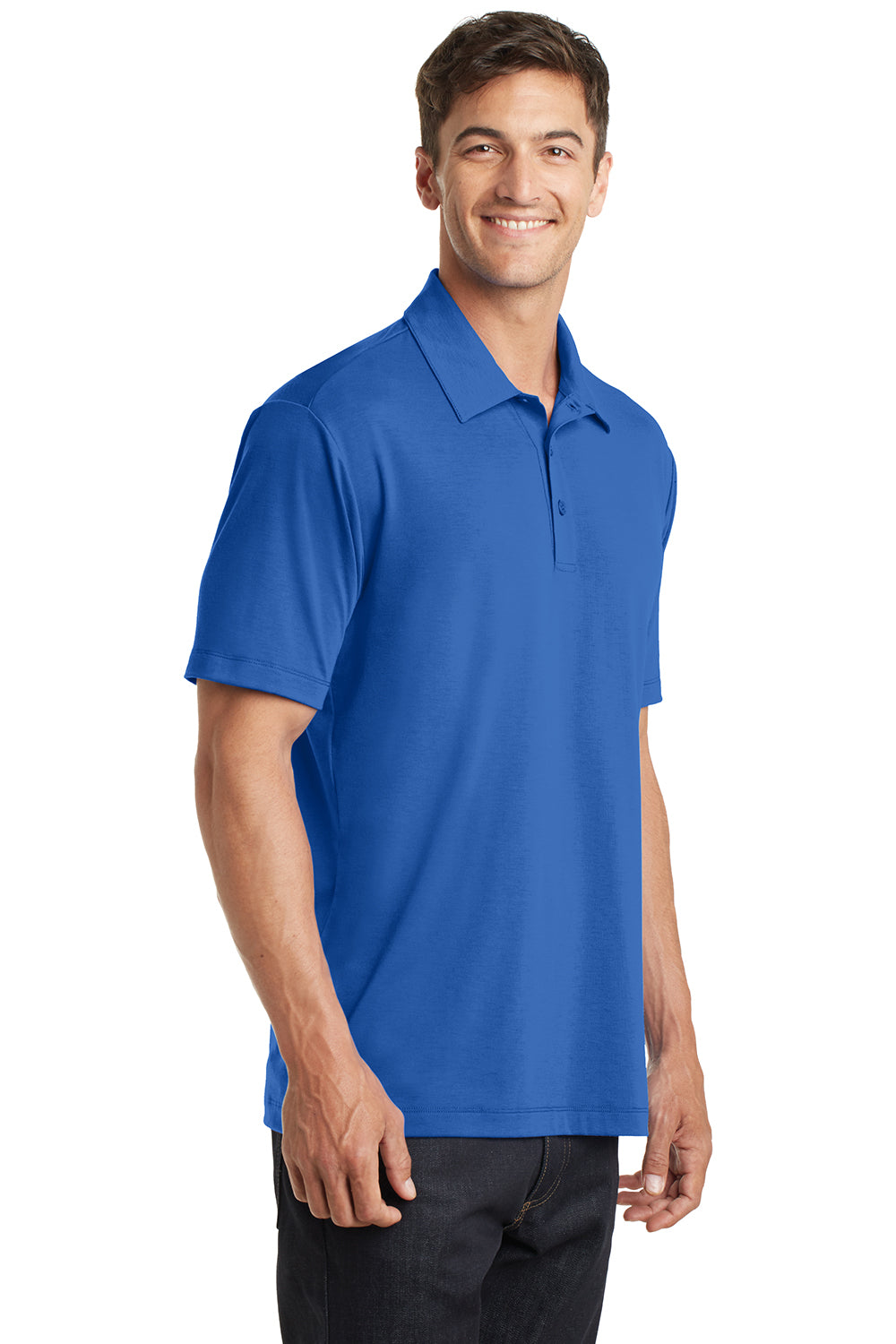 Port Authority K568 Mens Cotton Touch Performance Moisture Wicking Short Sleeve Polo Shirt Strong Blue Model 3q