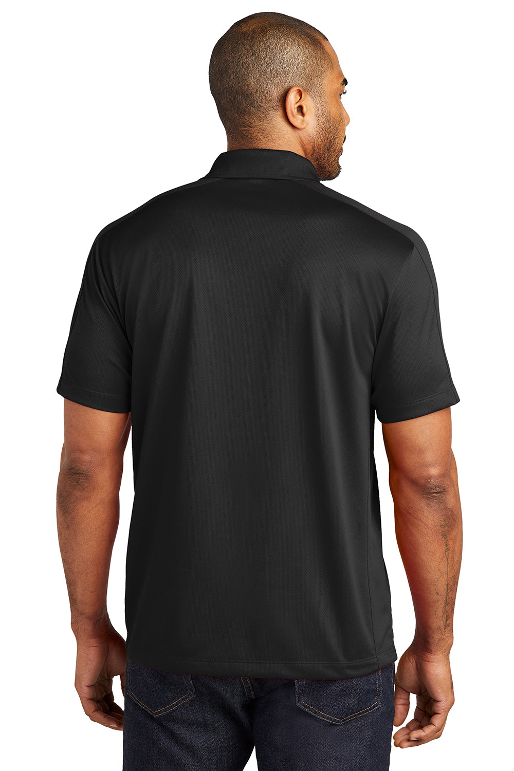 Port Authority K569 Mens Moisture Wicking Short Sleeve Polo Shirt Black Model Back