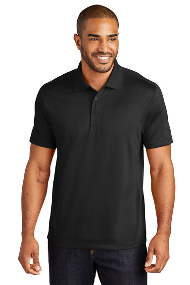 Port Authority K569 Mens Moisture Wicking Short Sleeve Polo Shirt Black Model Front