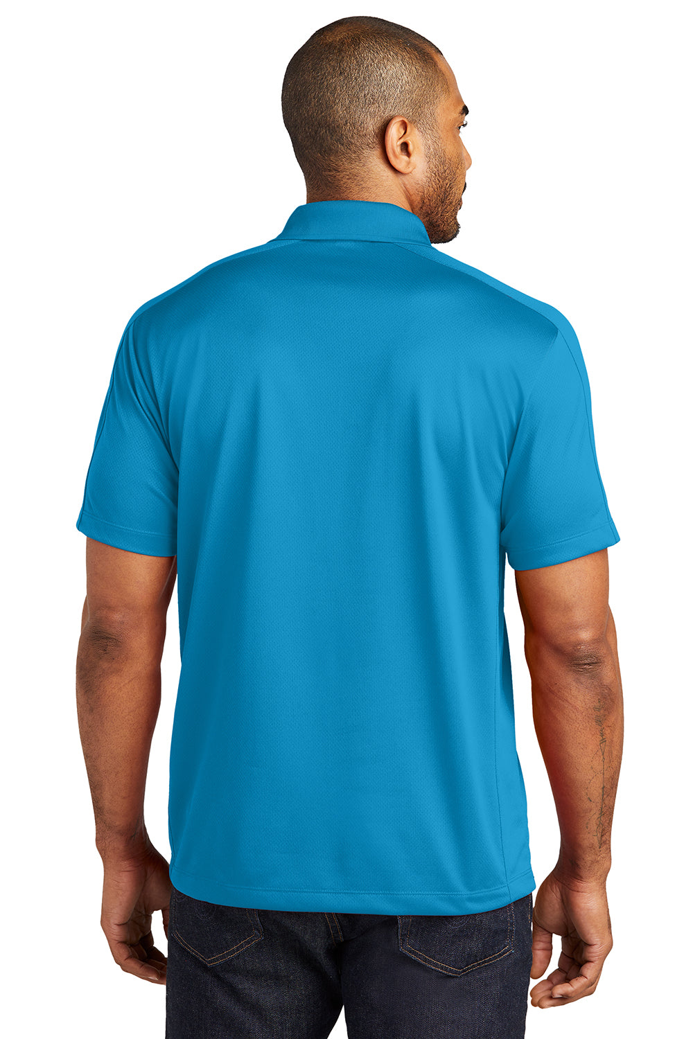 Port Authority K569 Mens Moisture Wicking Short Sleeve Polo Shirt Blue Wake Model Back