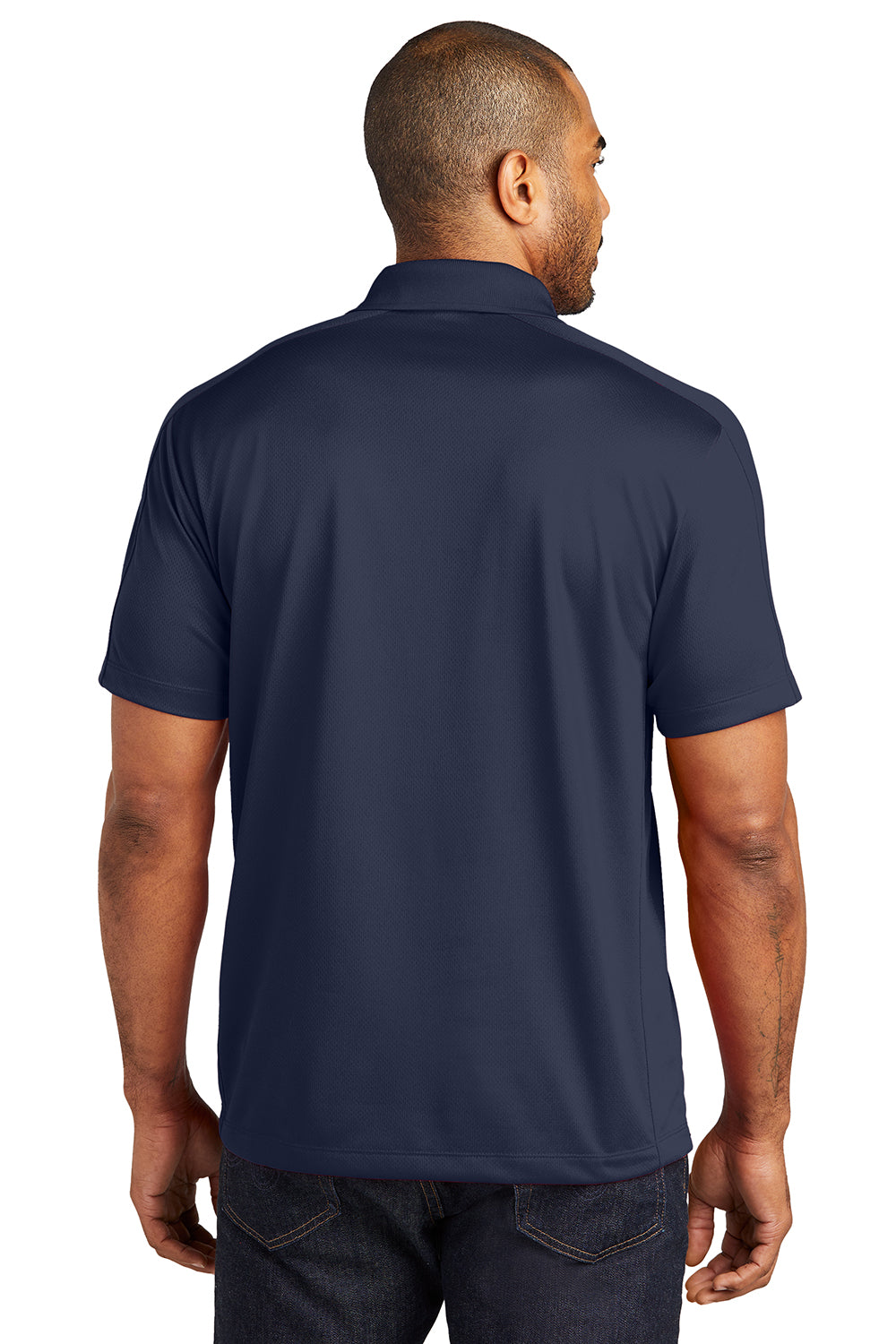 Port Authority K569 Mens Moisture Wicking Short Sleeve Polo Shirt True Navy Blue Model Back