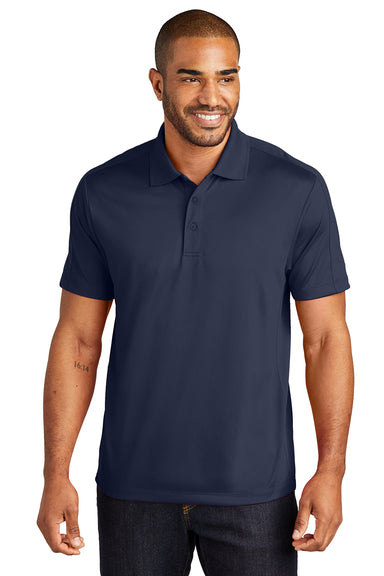 Port Authority K569 Mens Moisture Wicking Short Sleeve Polo Shirt True Navy Blue Model Front