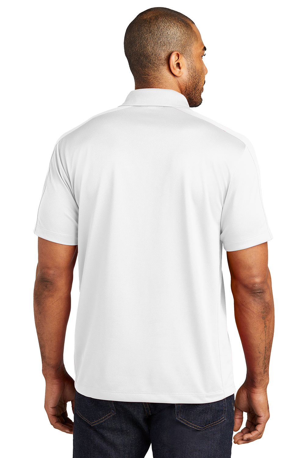 Port Authority K569 Mens Moisture Wicking Short Sleeve Polo Shirt White Model Back