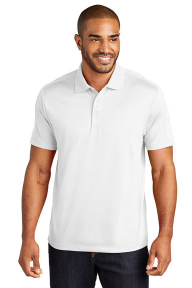 Port Authority K569 Mens Moisture Wicking Short Sleeve Polo Shirt White Model Front