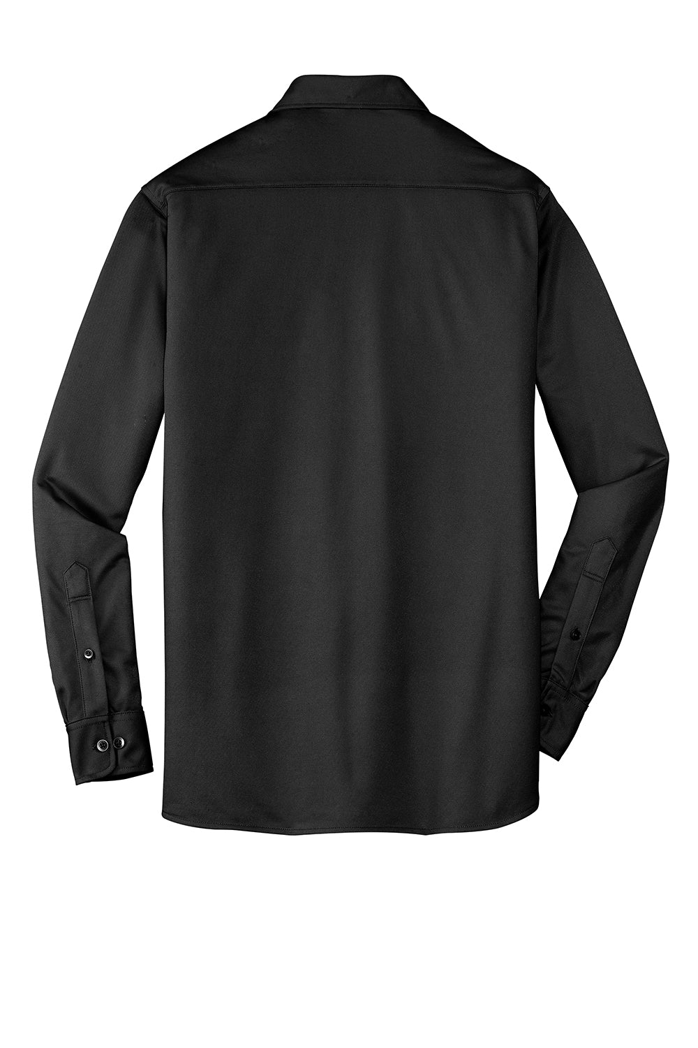 Port Authority K570 Mens Dimension Moisture Wicking Long Sleeve Button Down Shirt w/ Pocket Black Flat Back