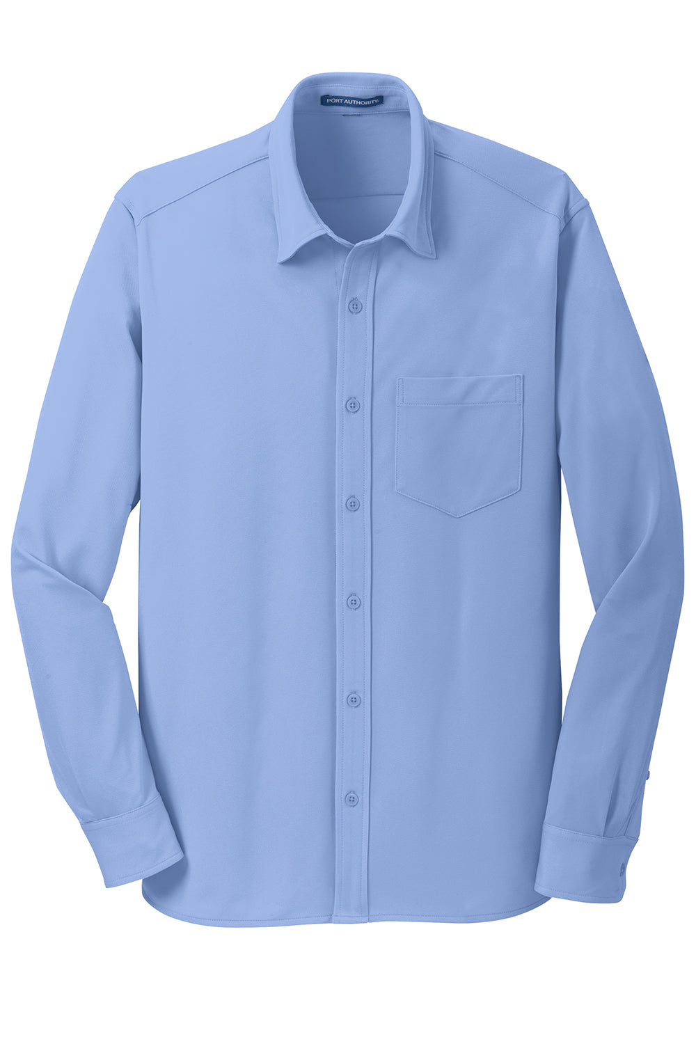 Port Authority K570 Mens Dimension Moisture Wicking Long Sleeve Button Down Shirt w/ Pocket Dress Shirt Blue Flat Front