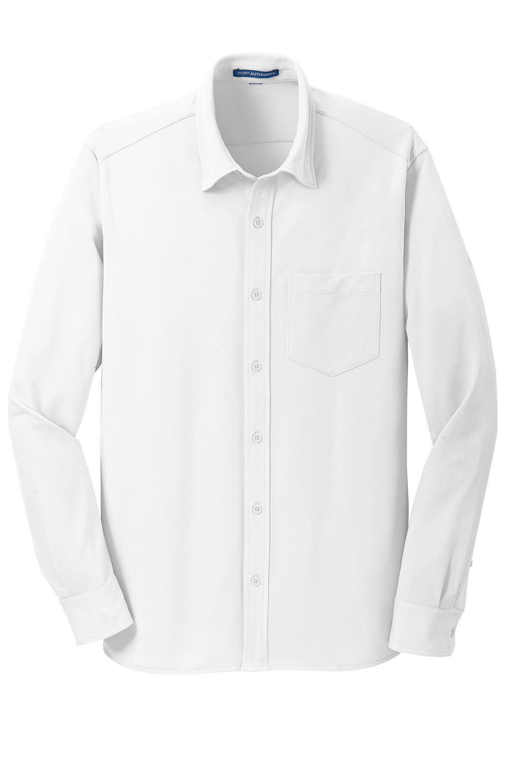 Port Authority K570 Mens Dimension Moisture Wicking Long Sleeve Button Down Shirt w/ Pocket White Flat Front