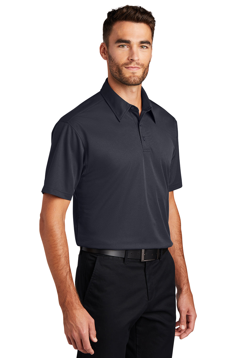 Port Authority K571 Mens Dimension Moisture Wicking Short Sleeve Polo Shirt Battleship Grey Model 3q