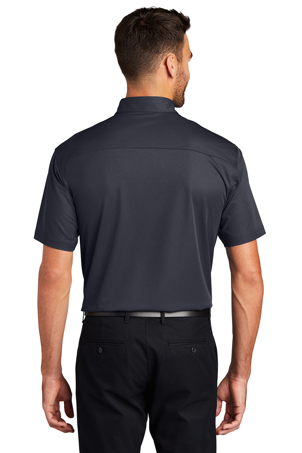 Port Authority K571 Mens Dimension Moisture Wicking Short Sleeve Polo Shirt Battleship Grey Model Back