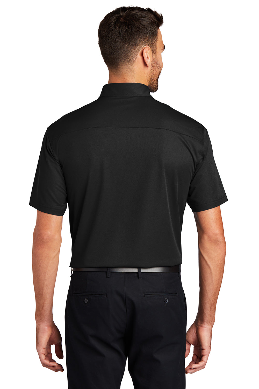 Port Authority K571 Mens Dimension Moisture Wicking Short Sleeve Polo Shirt Black Model Back