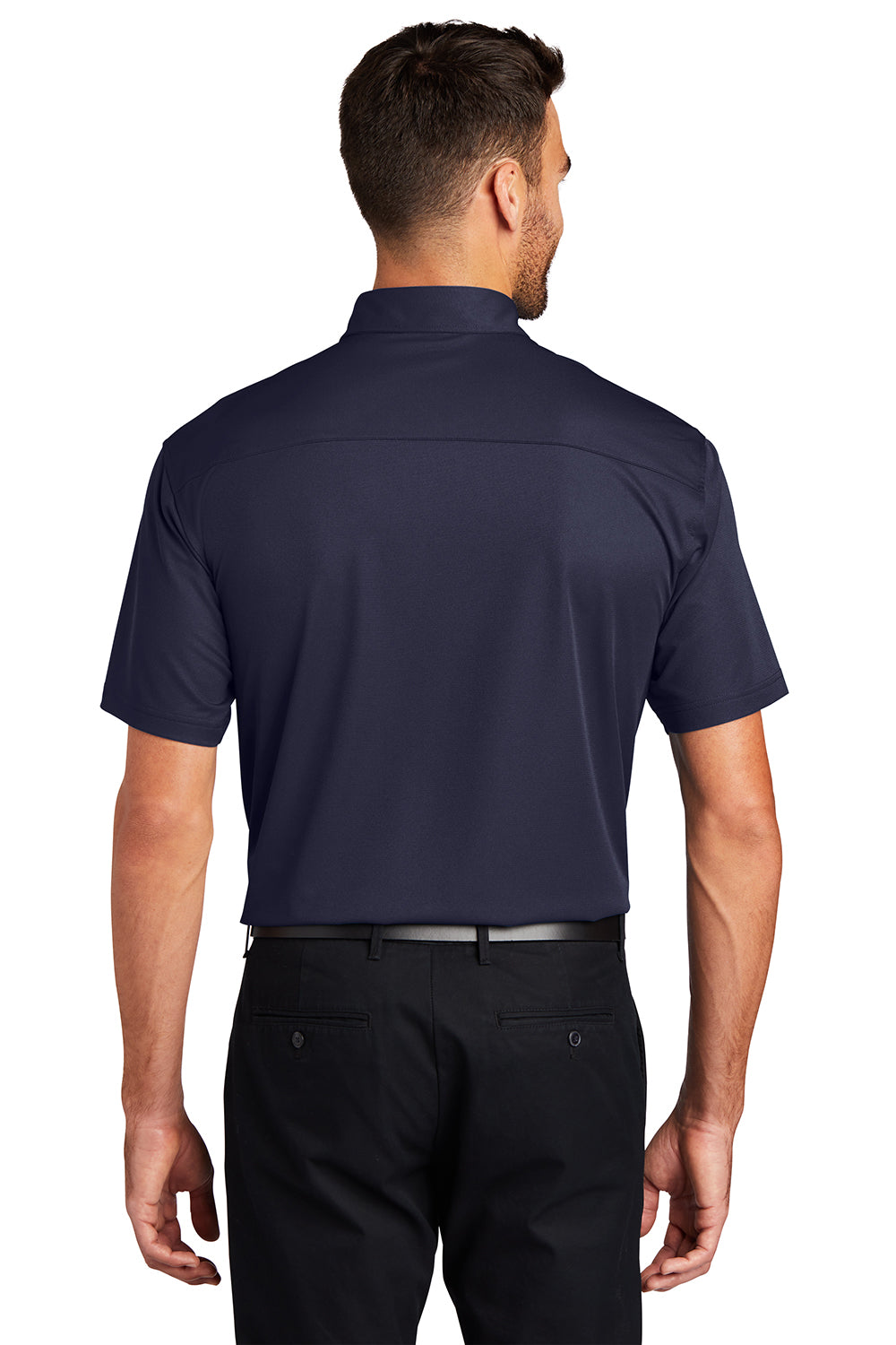 Port Authority K571 Mens Dimension Moisture Wicking Short Sleeve Polo Shirt Dark Navy Blue Model Back