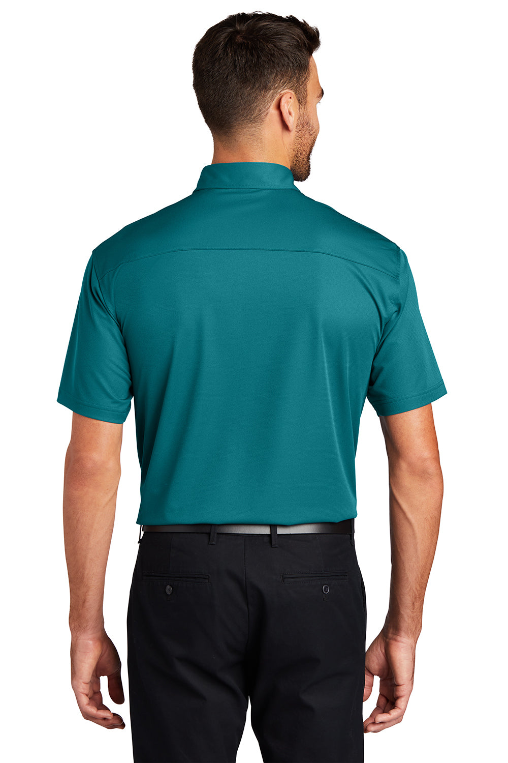 Port Authority K571 Mens Dimension Moisture Wicking Short Sleeve Polo Shirt Dark Teal Green Model Back